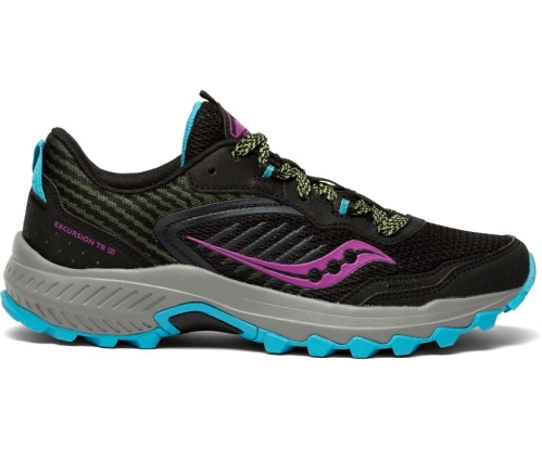Tenis Saucony Excursion TR15 Mujer Zapatillas Trail Running Negras / Raz / Lime México MX-529-OZ